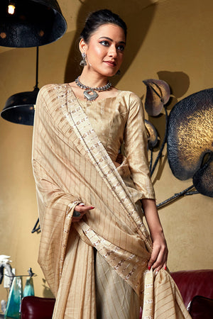 Buttermilk Beige Organza Saree