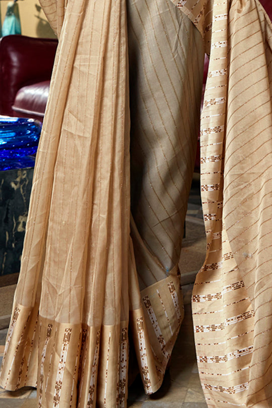 Buttermilk Beige Organza Saree