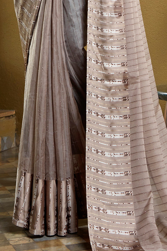 Stone Brown Organza Saree