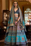 Ombre Blue Silk Lehenga Choli