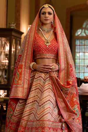 Ombre Yellow Silk Lehenga Choli