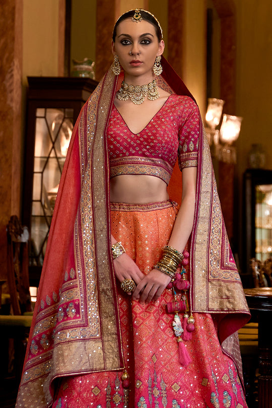 Magenta Pink Silk Lehenga Choli
