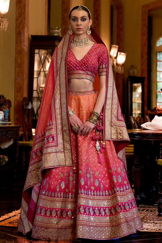 Magenta Pink Silk Lehenga Choli
