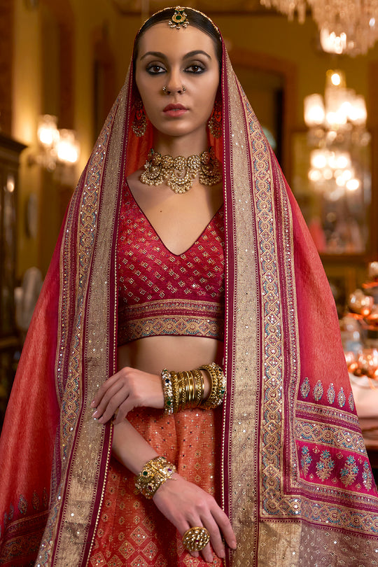 Magenta Pink Silk Lehenga Choli