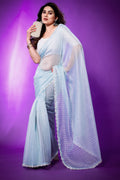 Sky Blue Tissue Saree With Blouse Piece