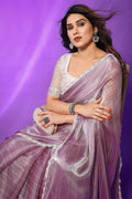 Lavender Tissue Saree With Blouse Piece