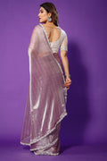 Lavender Tissue Saree With Blouse Piece