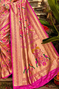 Pearlescent Magenta Pink Paithani Saree