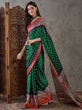 Green Semi Modal Saree With Blouse Piece