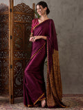 Wine Semi Modal Saree With Blouse Piece