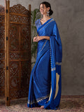 Blue Semi Modal Saree With Blouse Piece