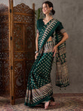 Bottle Green Semi Modal Saree With Blouse Piece