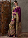 Wine Semi Modal Saree With Blouse Piece