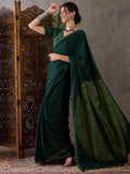 Green Semi Modal Saree With Blouse Piece