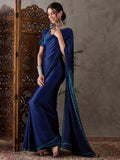 Blue Semi Modal Saree With Blouse Piece