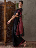 Black Semi Modal Saree With Blouse Piece