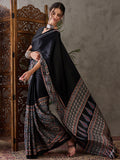 Black Semi Modal Saree With Blouse Piece