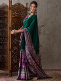 Green Semi Modal Saree With Blouse Piece