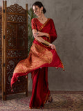 Red Semi Modal Saree With Blouse Piece