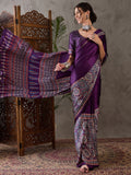 Purple Semi Modal Saree With Blouse Piece