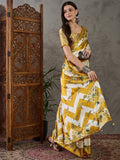 Yellow Semi Modal Saree With Blouse Piece