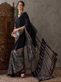 Black Semi Modal Saree With Blouse Piece