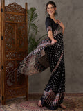 Black Semi Modal Saree With Blouse Piece