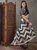 Black Semi Modal Saree With Blouse Piece