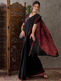 Black Semi Modal Saree With Blouse Piece