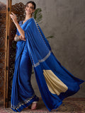 Blue Semi Modal Saree With Blouse Piece