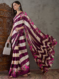 Wine Semi Modal Saree With Blouse Piece