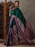 Green Semi Modal Saree With Blouse Piece