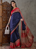 Blue Semi Modal Saree With Blouse Piece