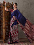 Blue Semi Modal Saree With Blouse Piece