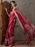 Red Semi Modal Saree With Blouse Piece