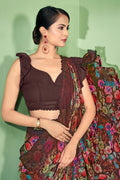 Chocolate Brown Georgette Saree