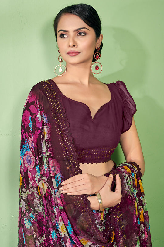 Magenta Pink Georgette Saree