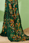 Bottle Green Georgette Saree