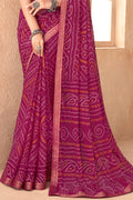 Magenta Pink Chiffon Saree