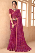 Magenta Pink Chiffon Saree