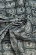 Grey Silk  Ethnic Motifs Printed Zari Saree