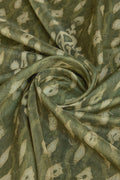 Green Silk Geometric Printed Sequinned Saree