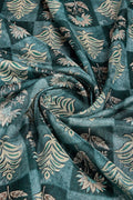 Teal Silk  Ethnic Motifs Printed Saree