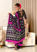 Purple Pure Mulmul Cotton Hand Block Print Sarees Saree With Blouse Piece