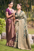 Bottle Green Banarasi Saree