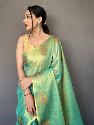 Sky Blue Silk Festive Wear Saree With Blouse Piece