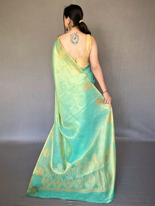 Sky Blue Silk Festive Wear Saree With Blouse Piece