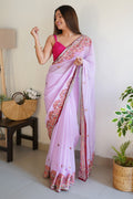 Lavender Georgette Saree With Blouse Piece