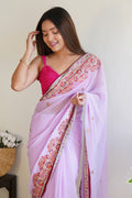 Lavender Georgette Saree With Blouse Piece