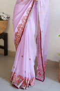 Lavender Georgette Saree With Blouse Piece